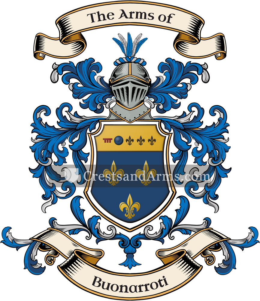 The Buonarroti coat of arms, drawn from the recorded blazon