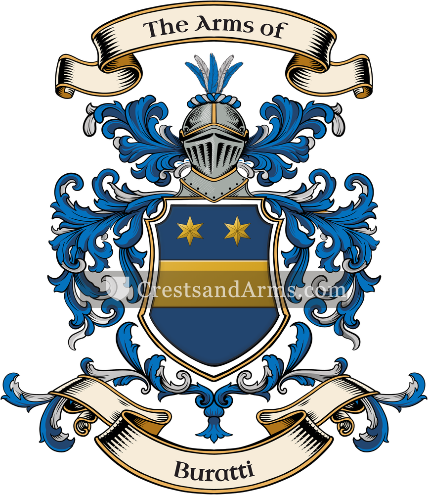 The Buratti coat of arms, drawn from the recorded blazon