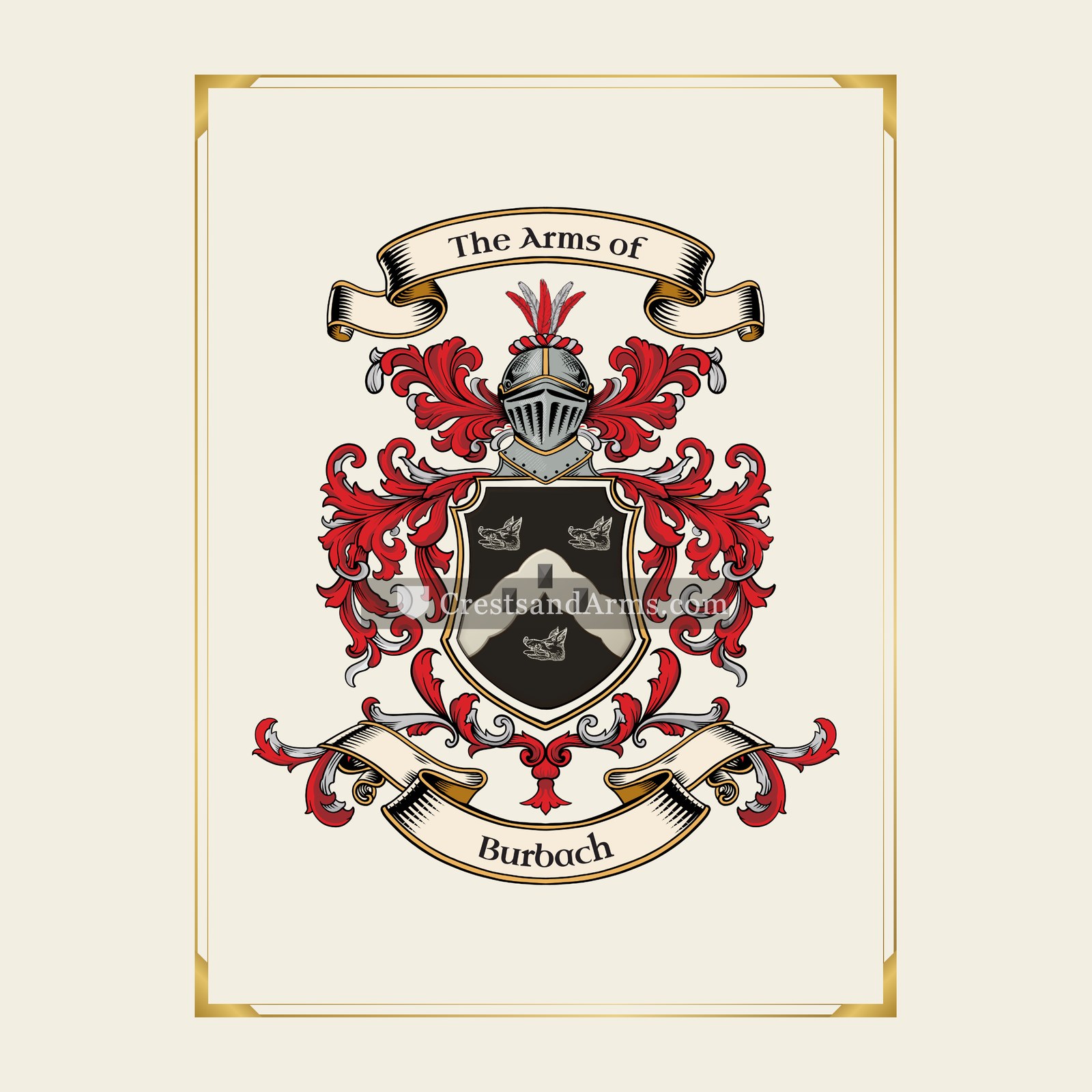 With gold border