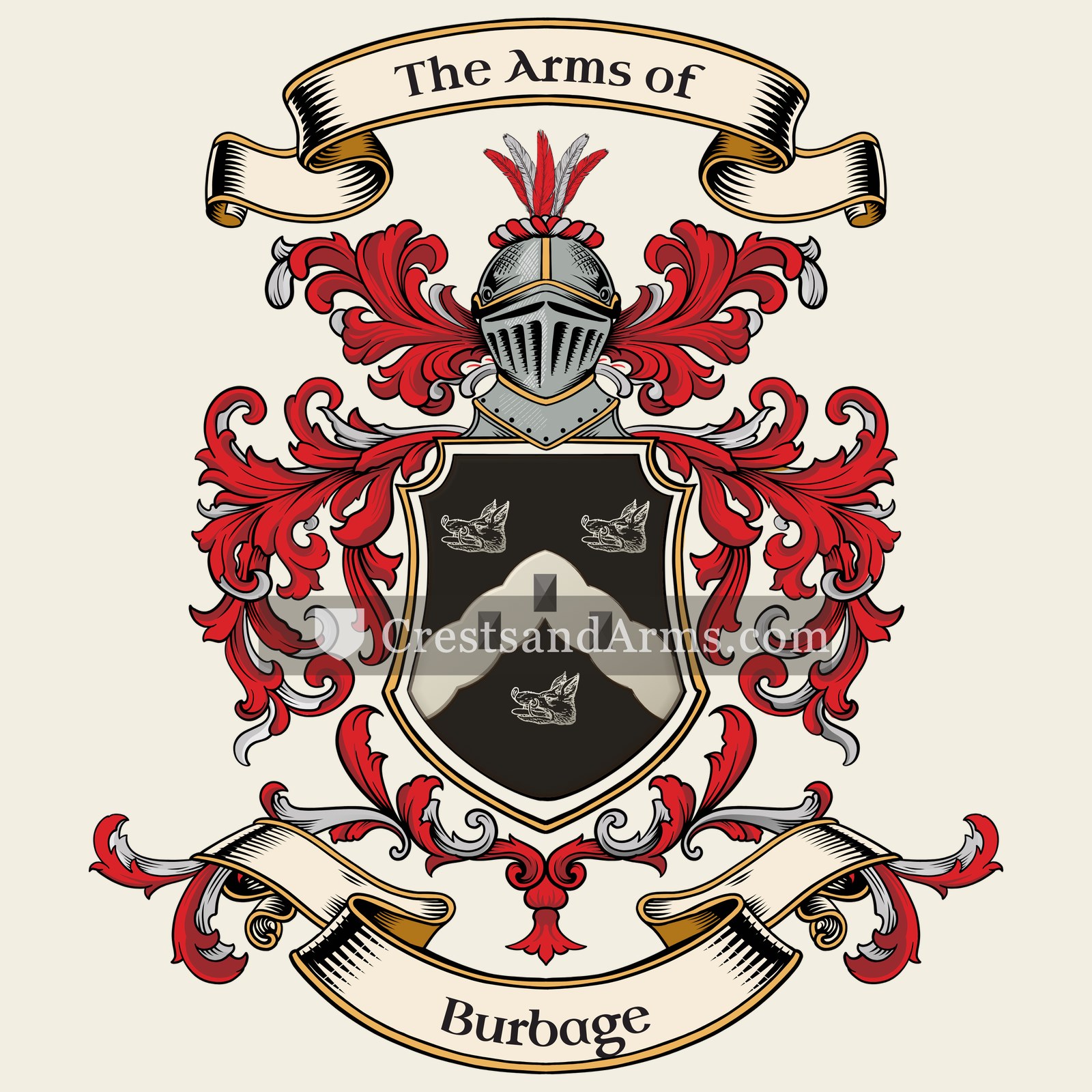 The Burbage coat of arms, drawn from the recorded blazon