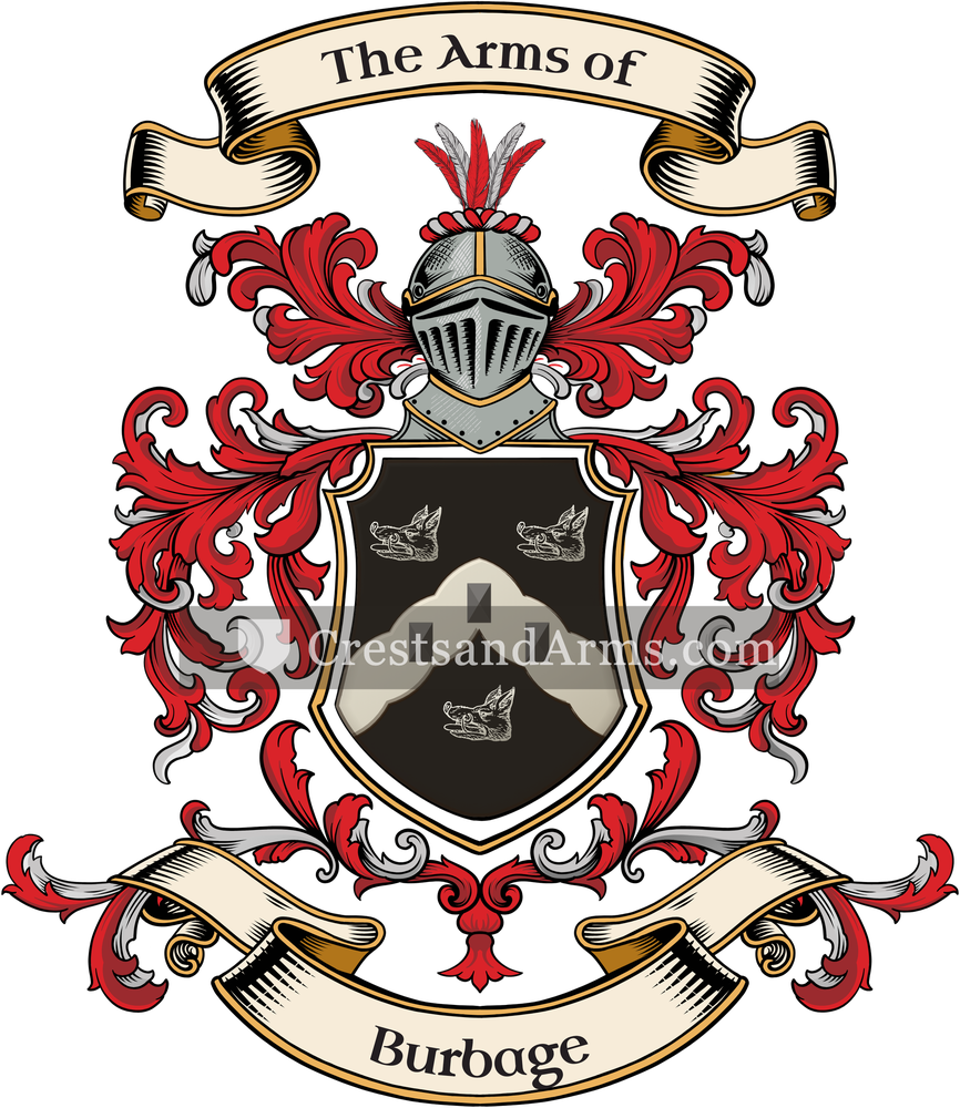 The Burbage coat of arms, drawn from the recorded blazon