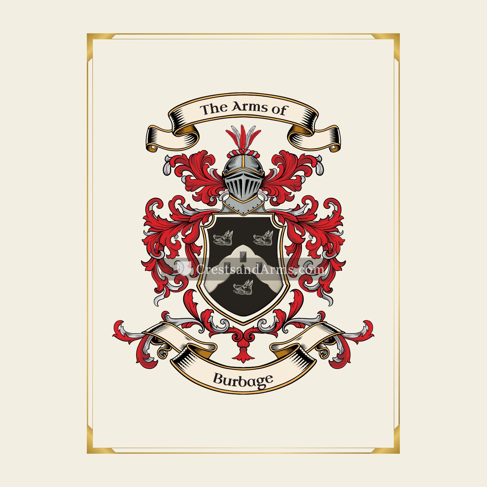 With gold border