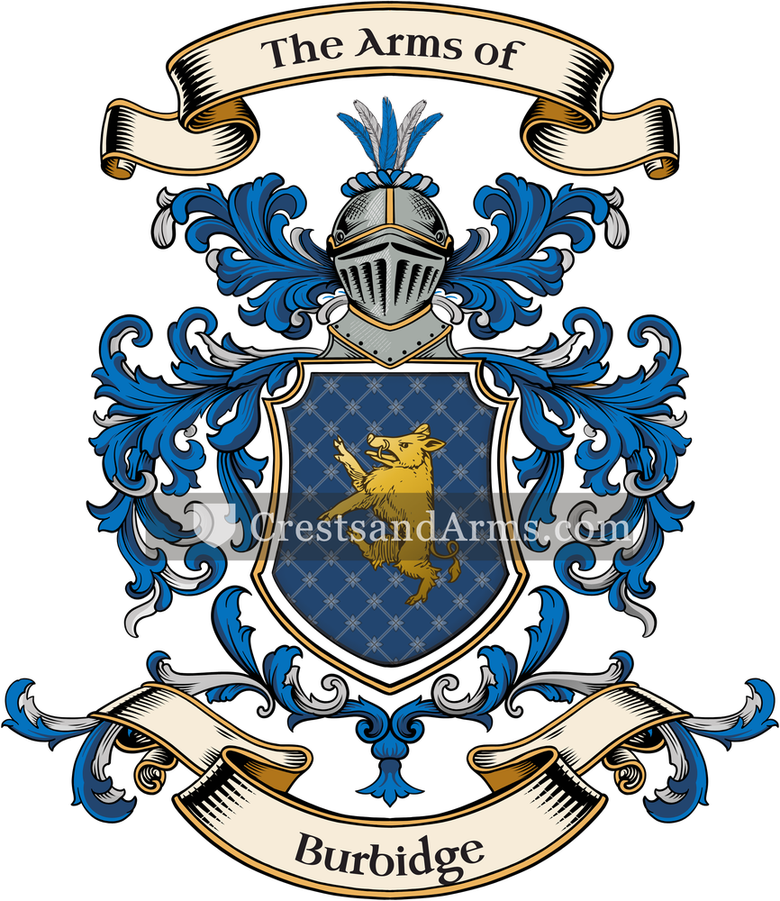 The Burbidge coat of arms, drawn from the recorded blazon