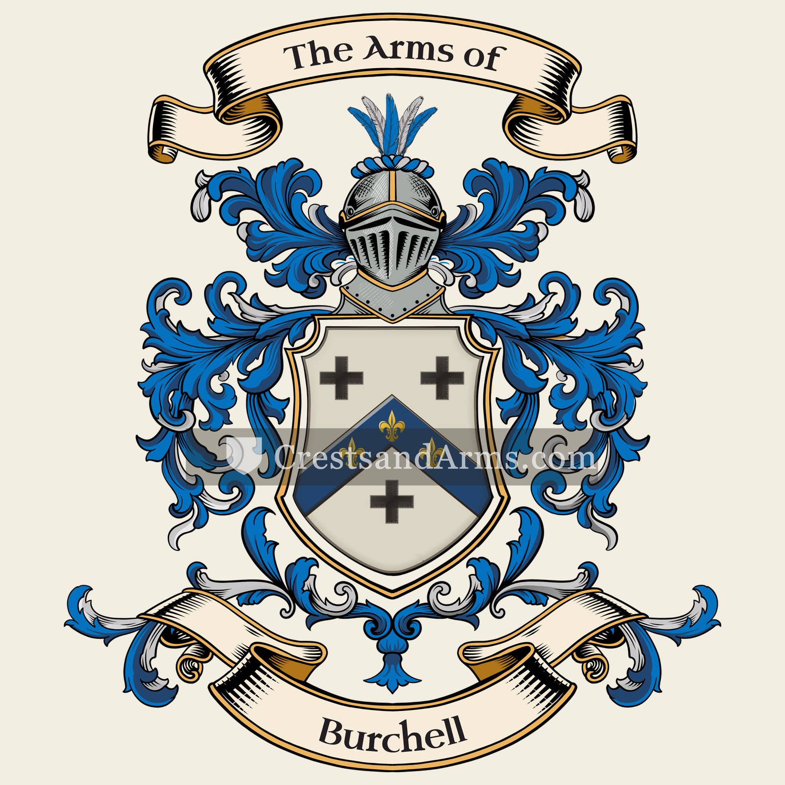 The Burchell coat of arms, drawn from the recorded blazon