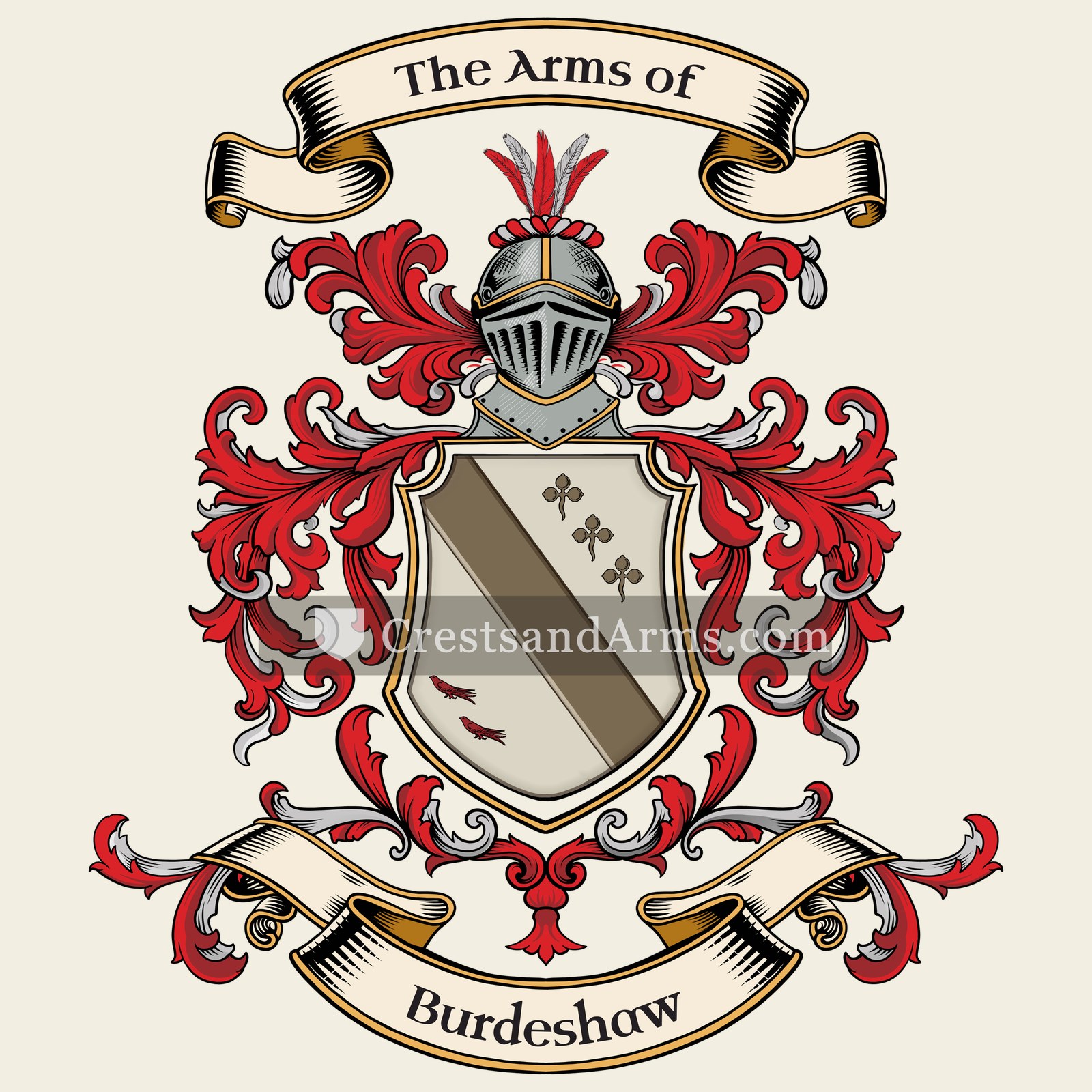 The Burdeshaw coat of arms, drawn from the recorded blazon