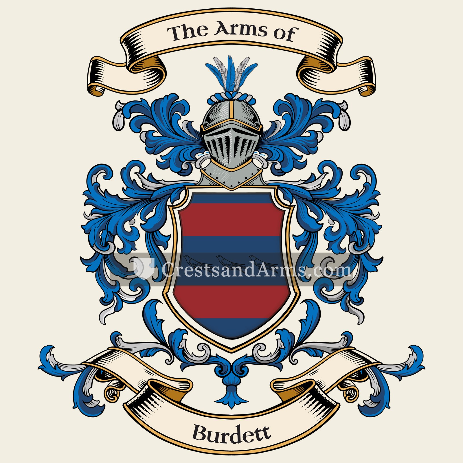 The Burdett coat of arms, drawn from the recorded blazon