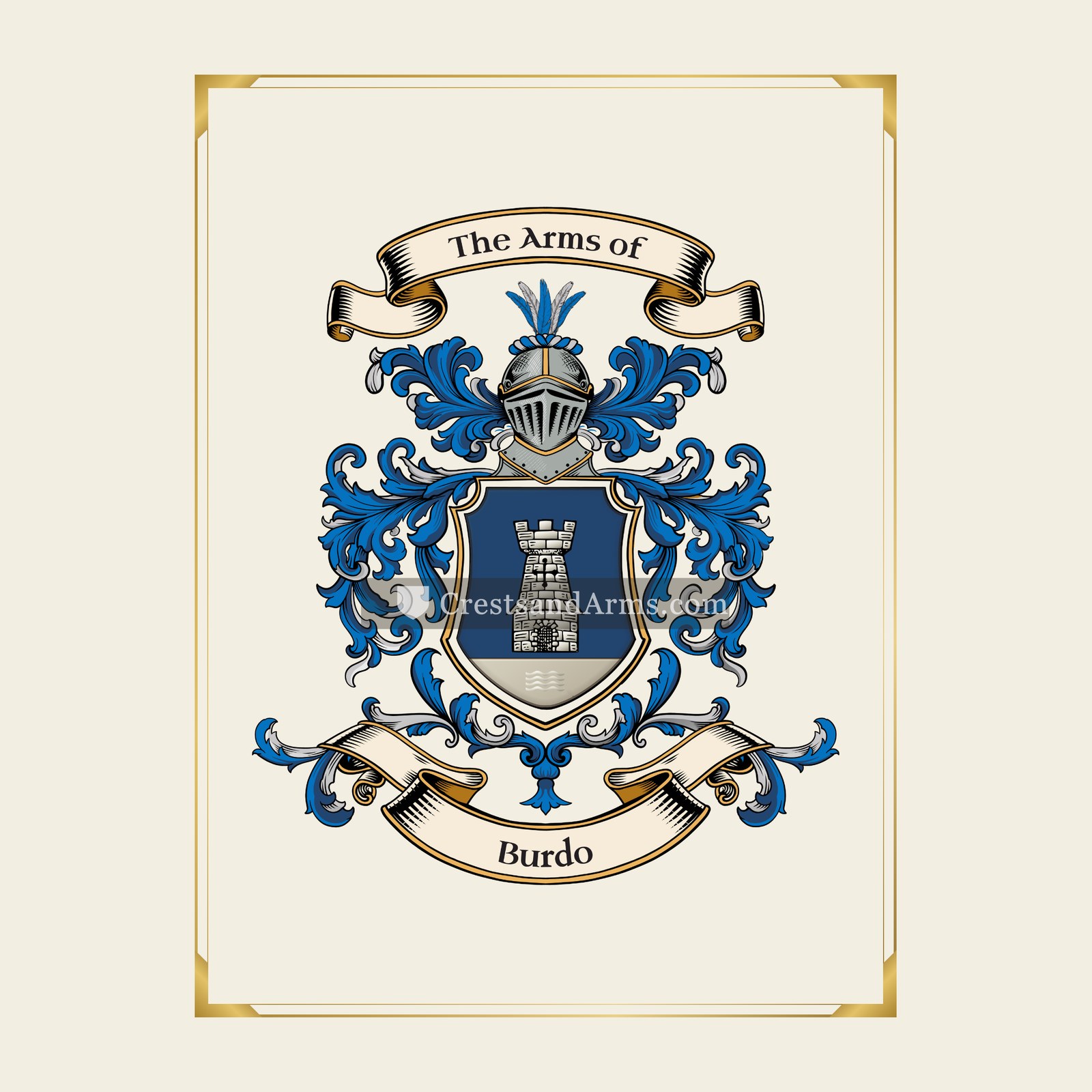 With gold border