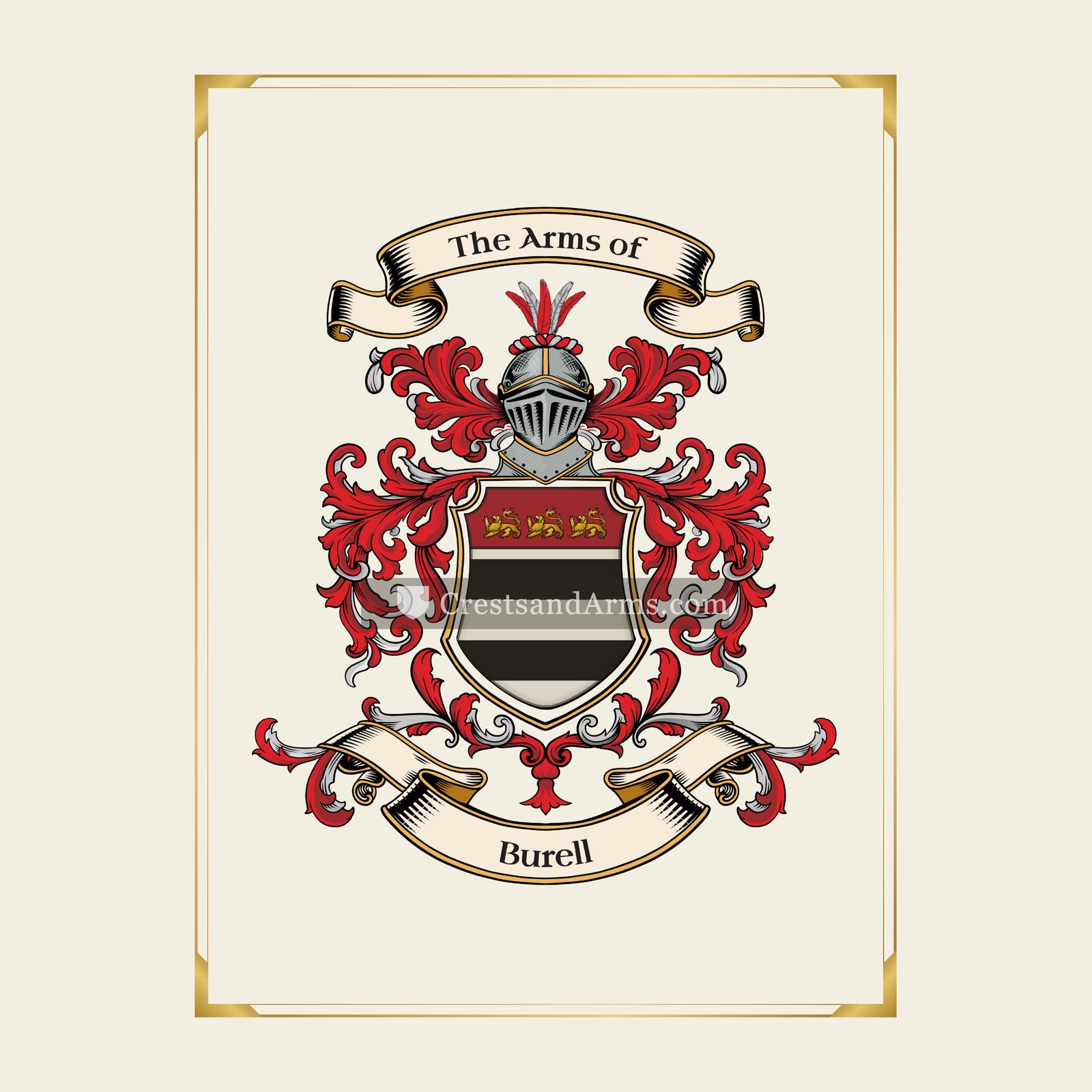 With gold border