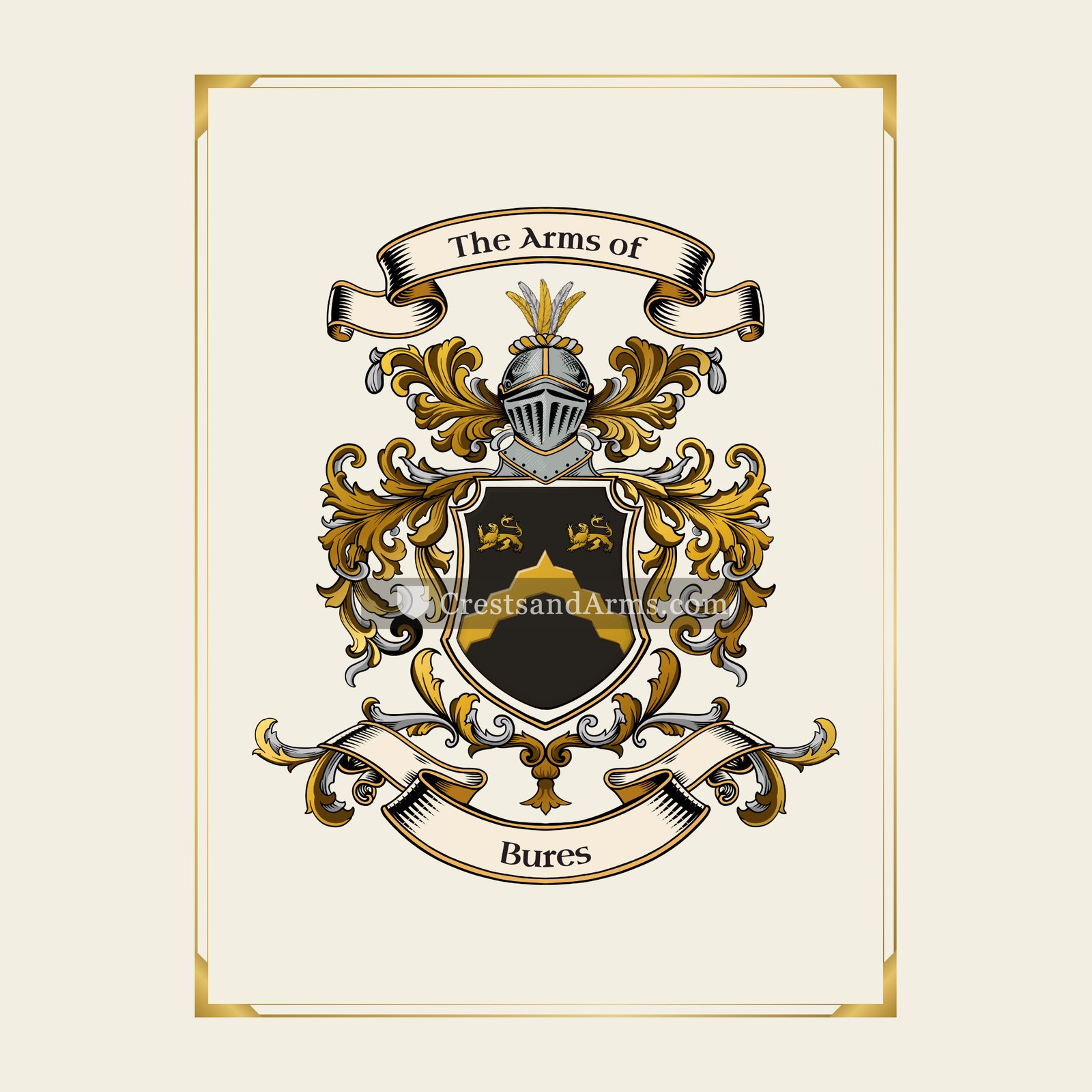 With gold border