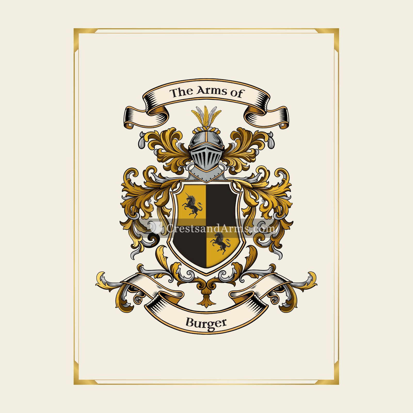 With gold border