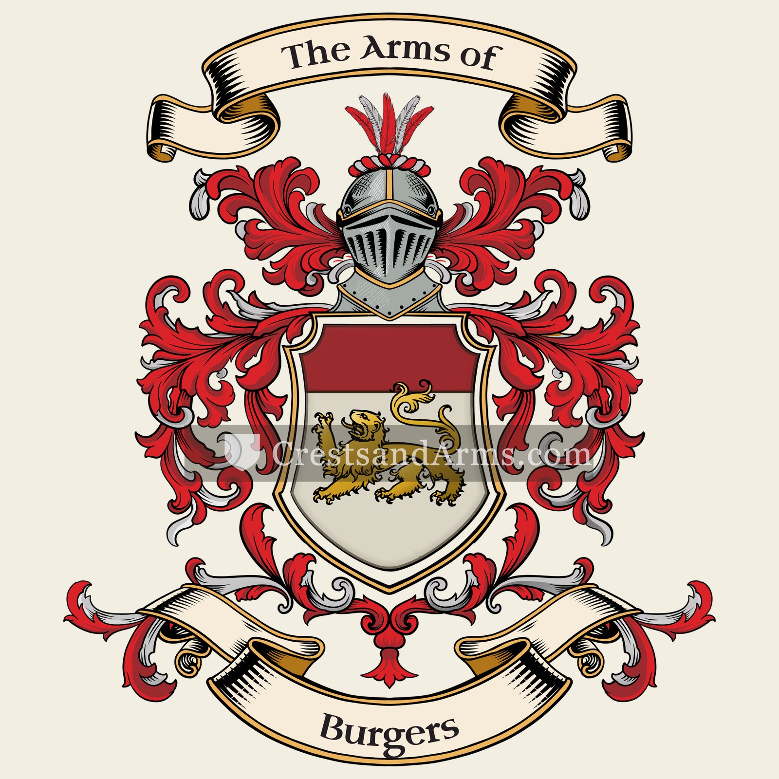 The Burgers coat of arms, drawn from the recorded blazon