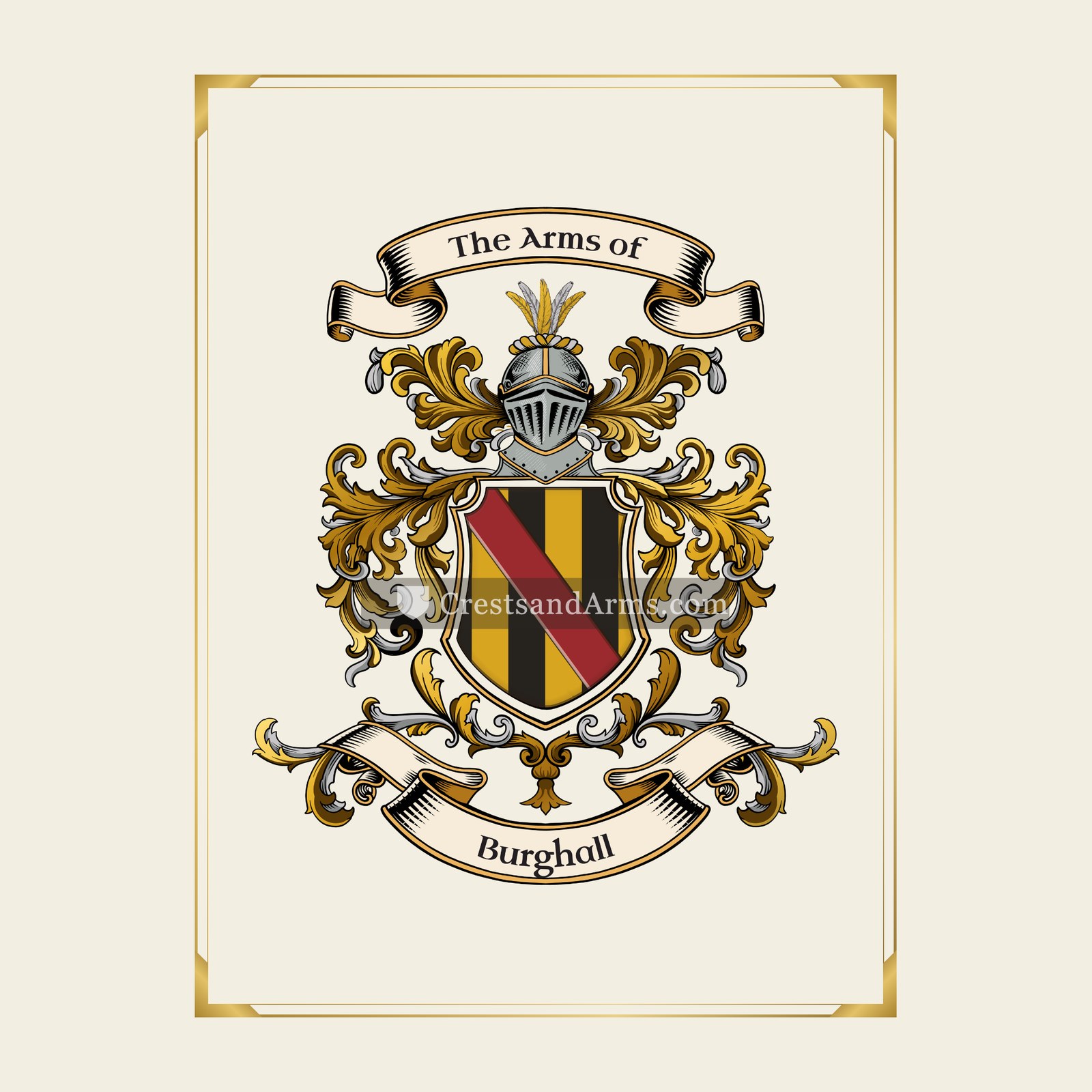 With gold border