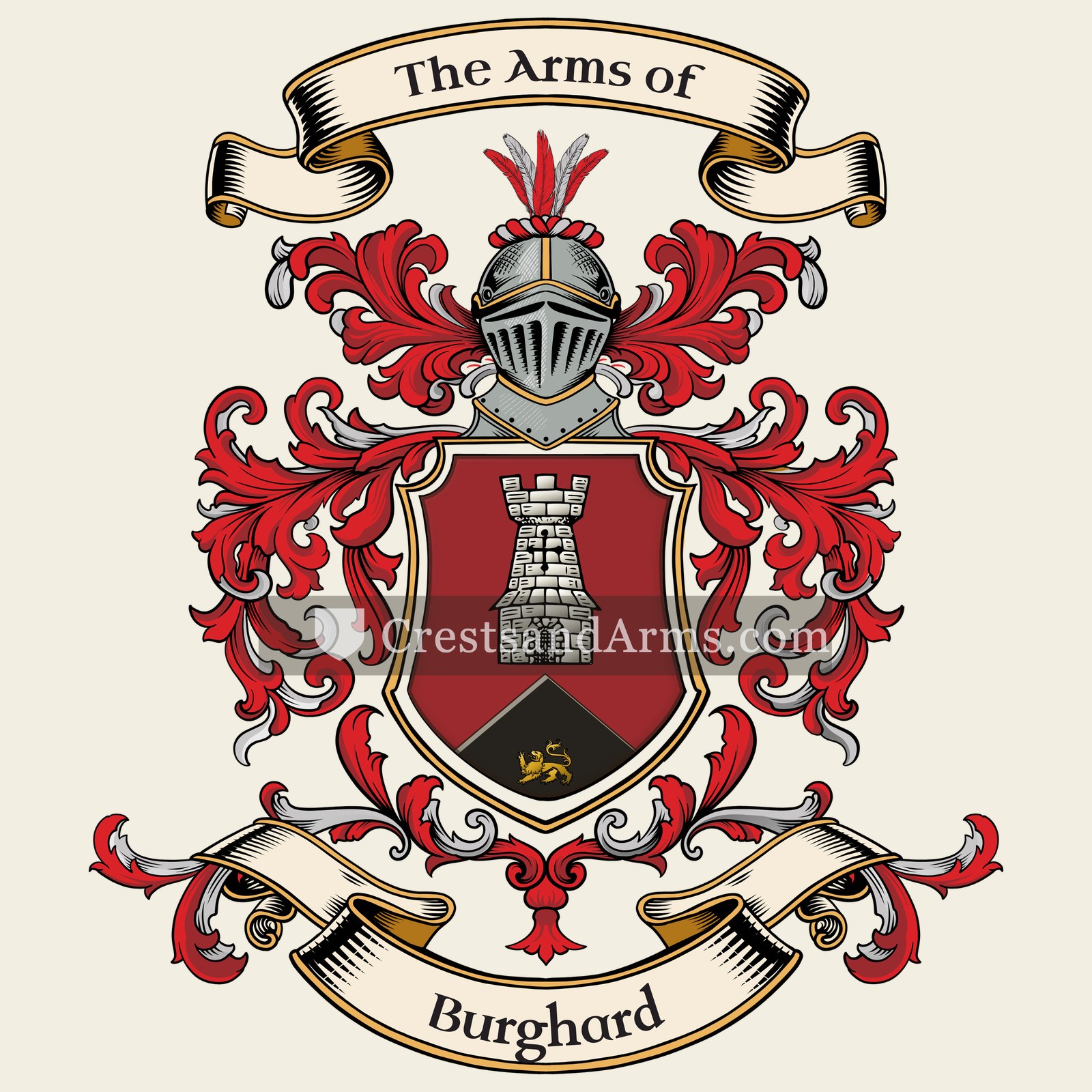 The Burghard coat of arms, drawn from the recorded blazon