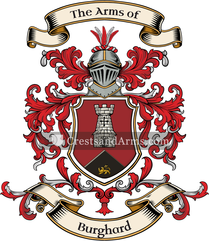 The Burghard coat of arms, drawn from the recorded blazon