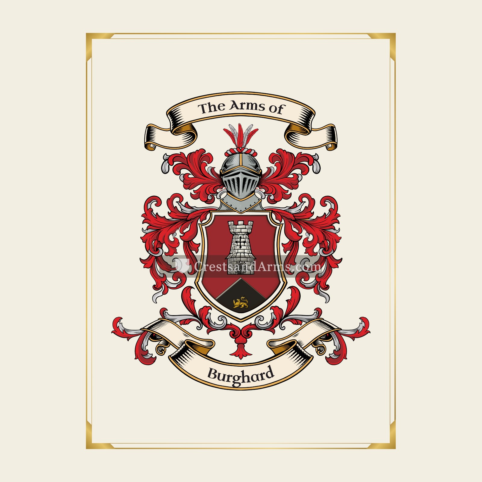 With gold border
