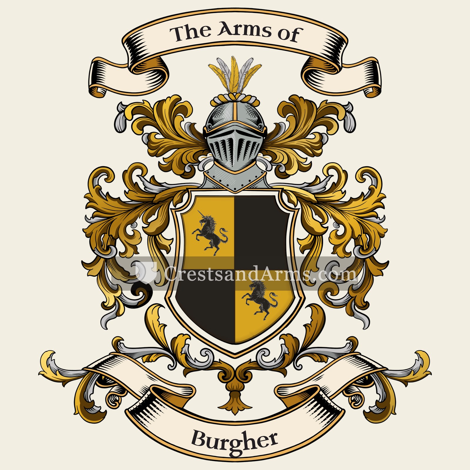 The Burgher coat of arms, drawn from the recorded blazon