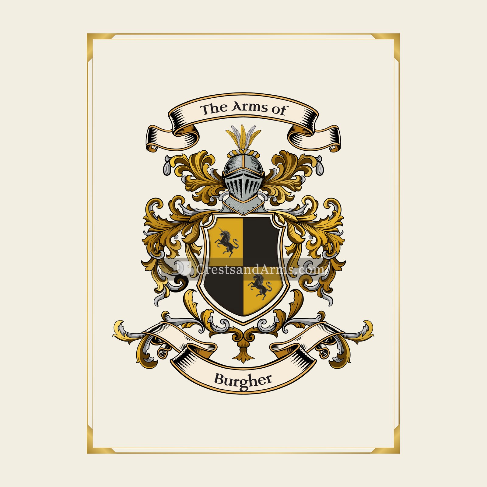 With gold border