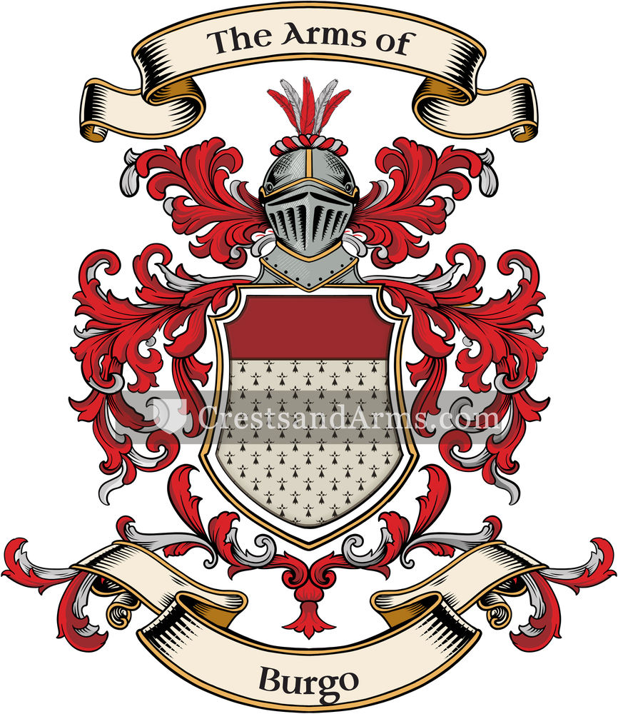 The Burgo coat of arms, drawn from the recorded blazon