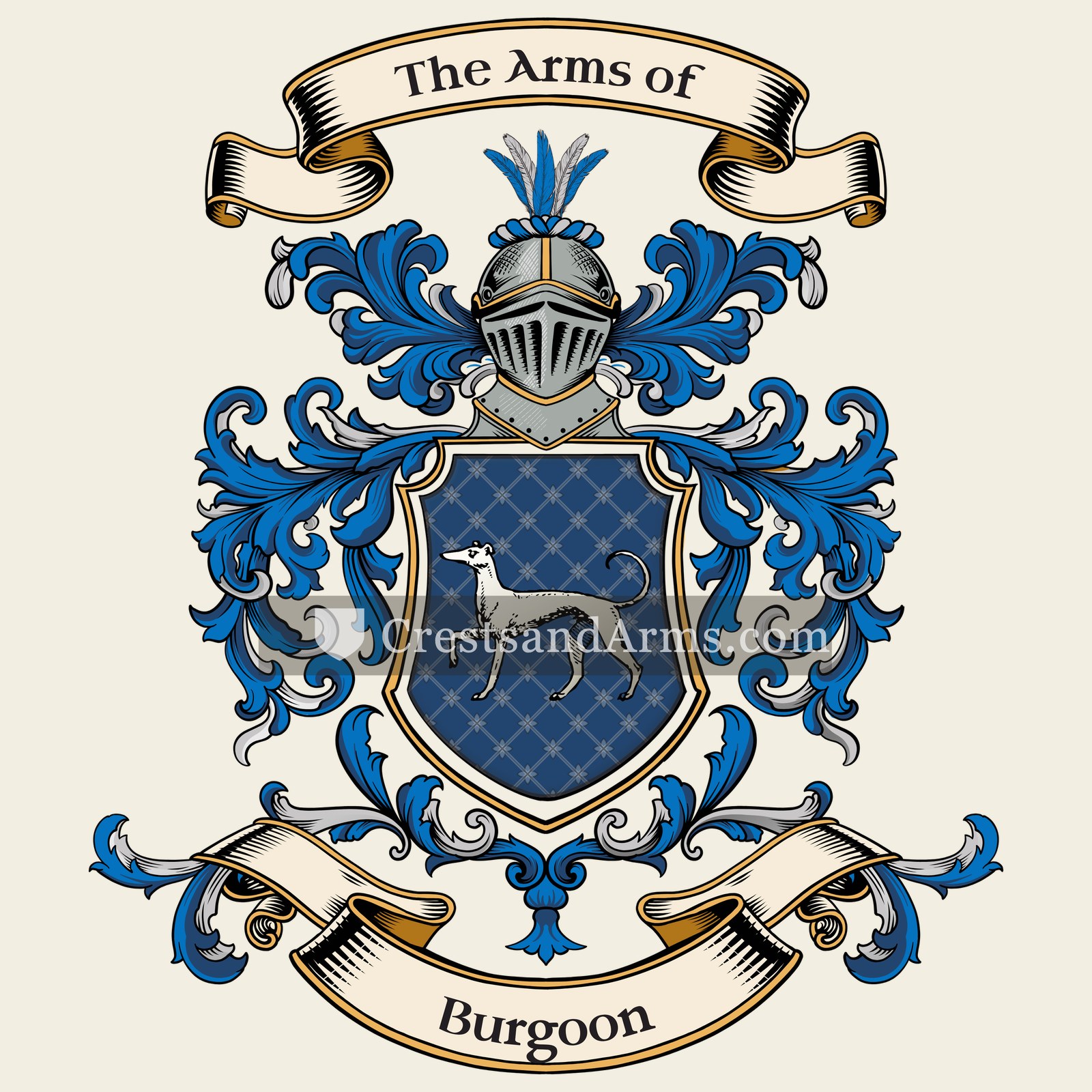 The Burgoon coat of arms, drawn from the recorded blazon