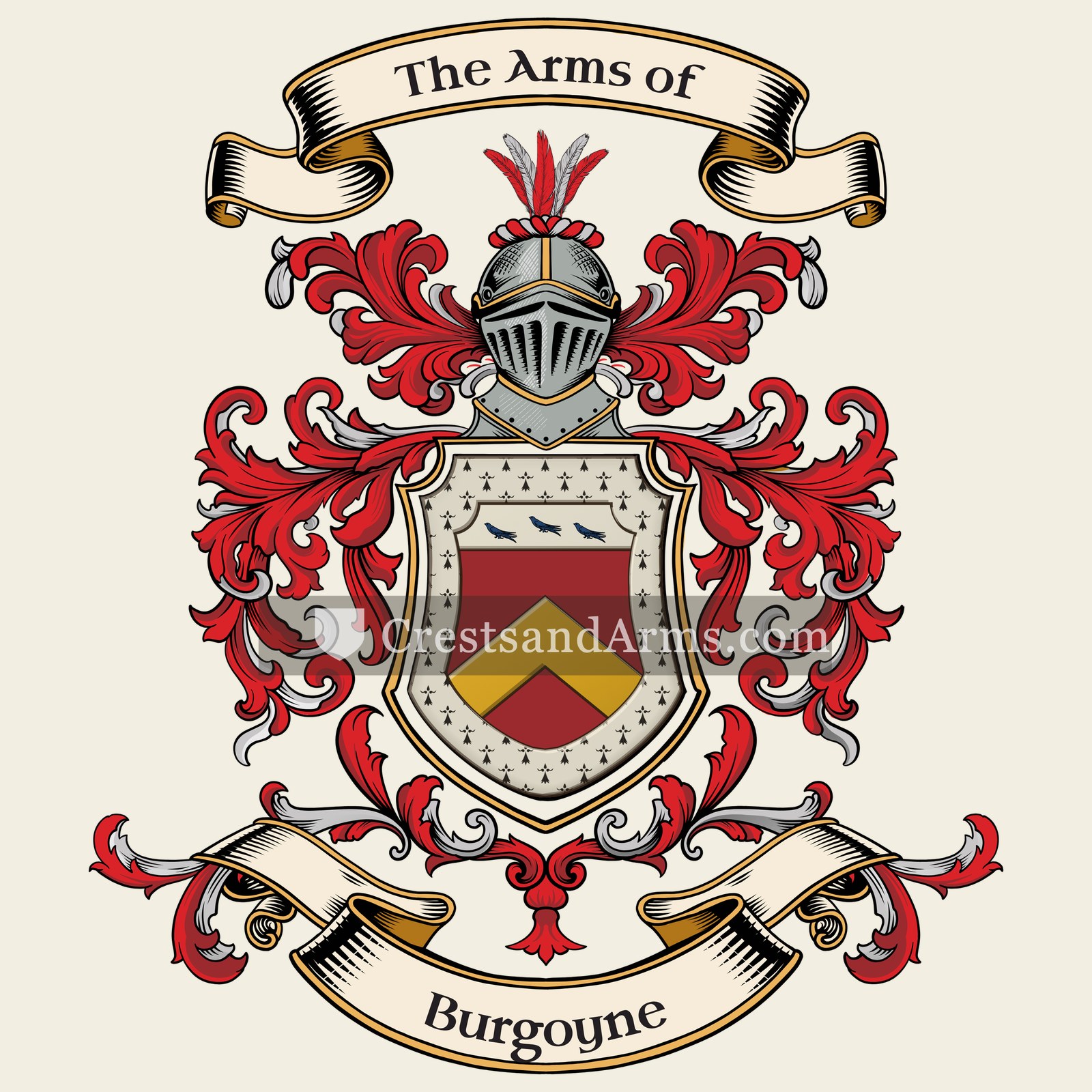 The Burgoyne coat of arms, drawn from the recorded blazon