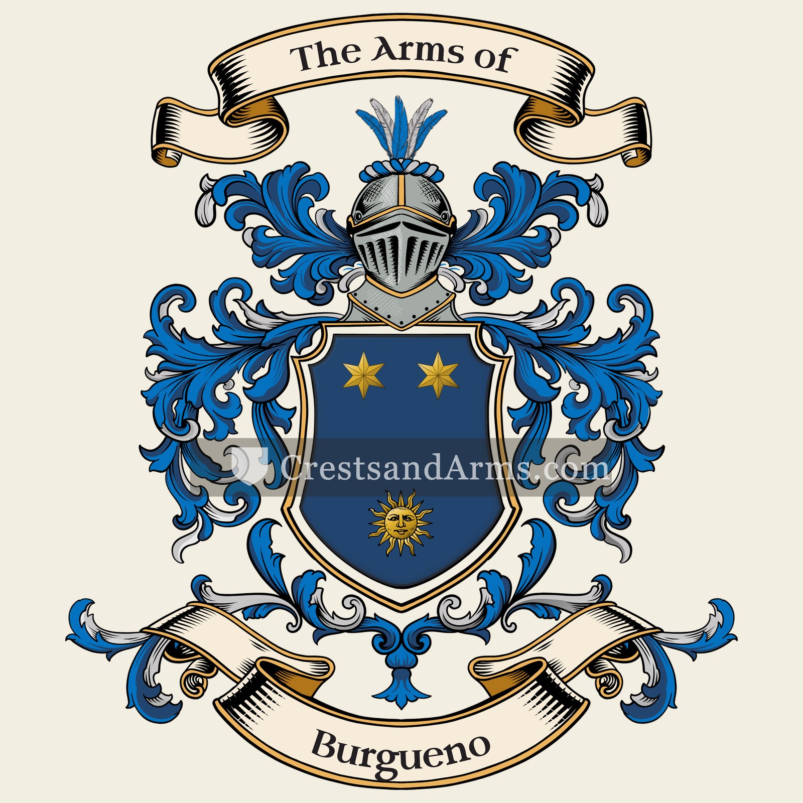 The Burgueno coat of arms, drawn from the recorded blazon