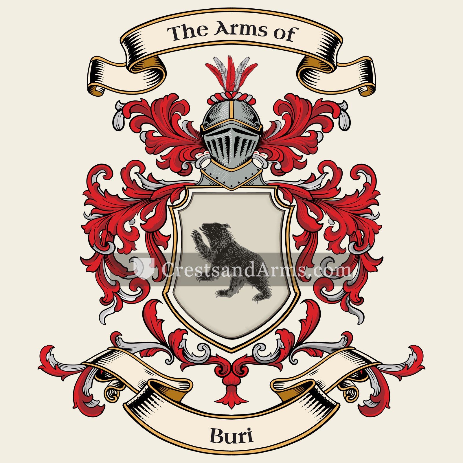 The Buri coat of arms, drawn from the recorded blazon