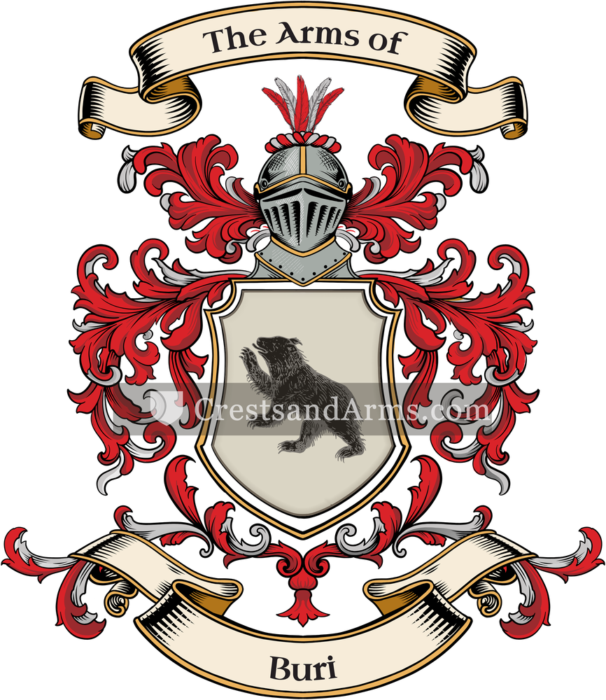 The Buri coat of arms, drawn from the recorded blazon