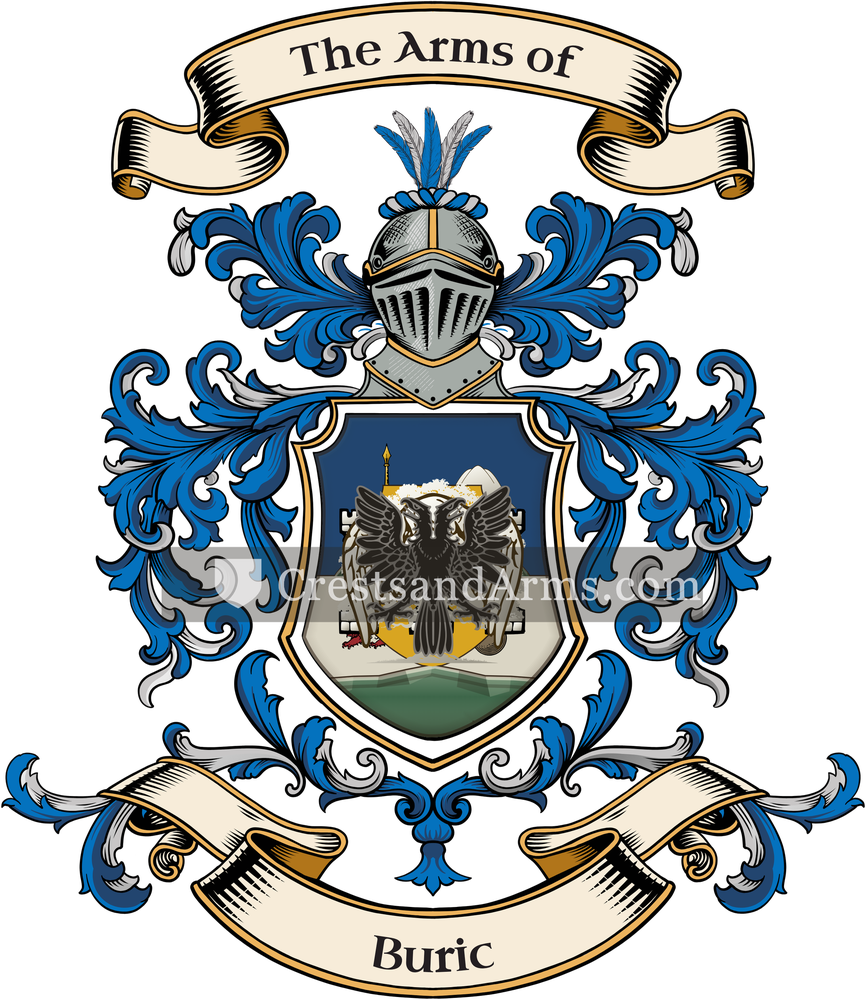The Buric coat of arms, drawn from the recorded blazon