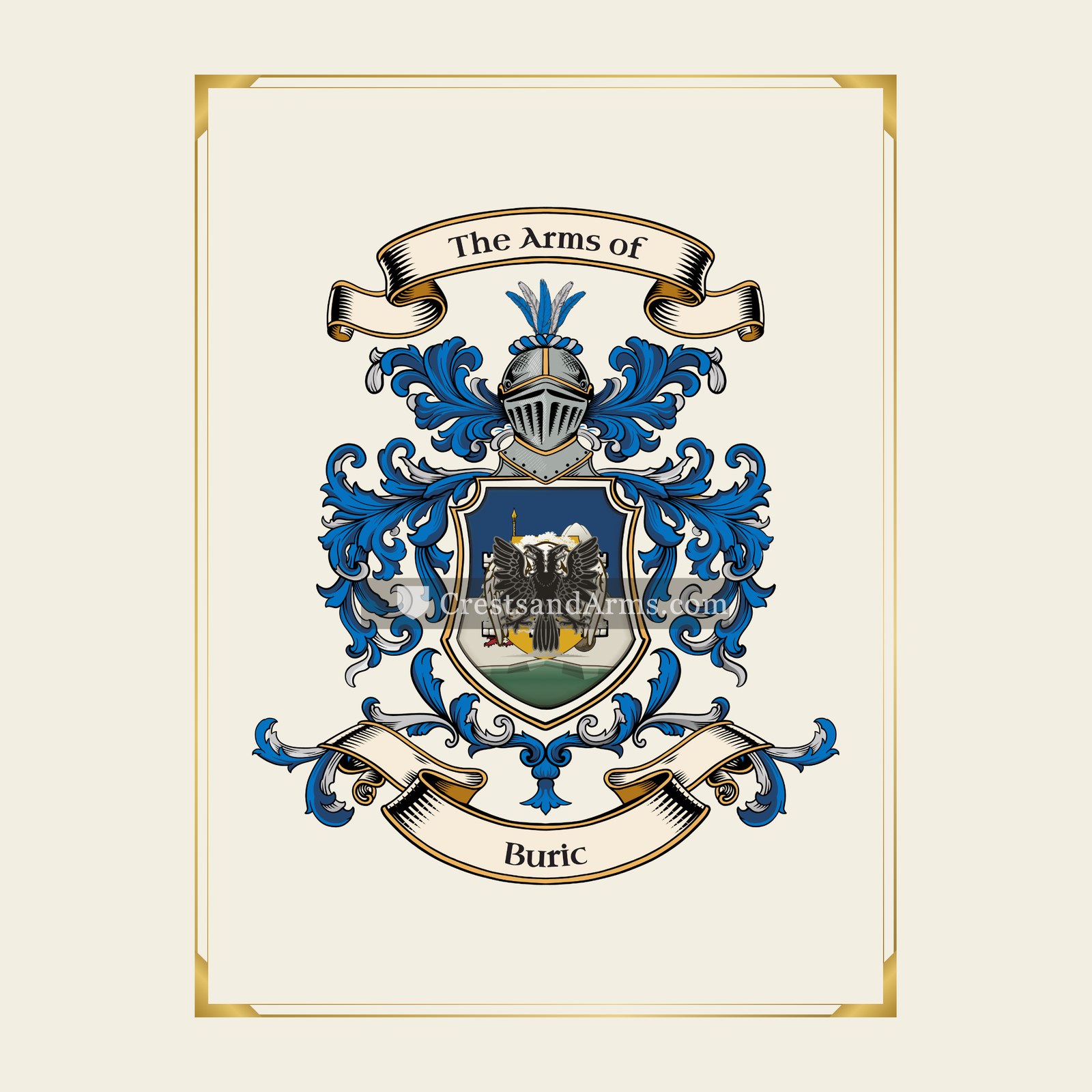With gold border