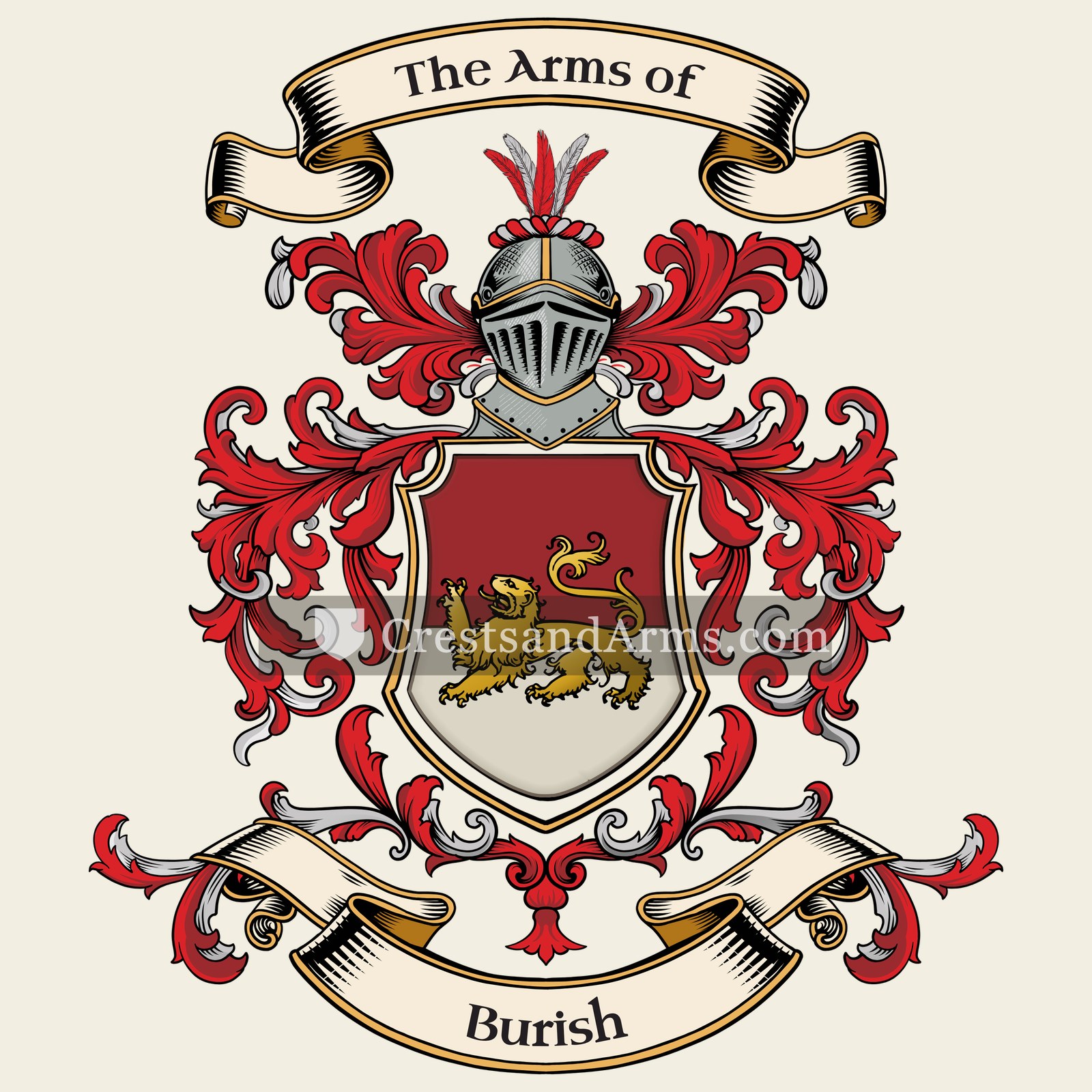 The Burish coat of arms, drawn from the recorded blazon