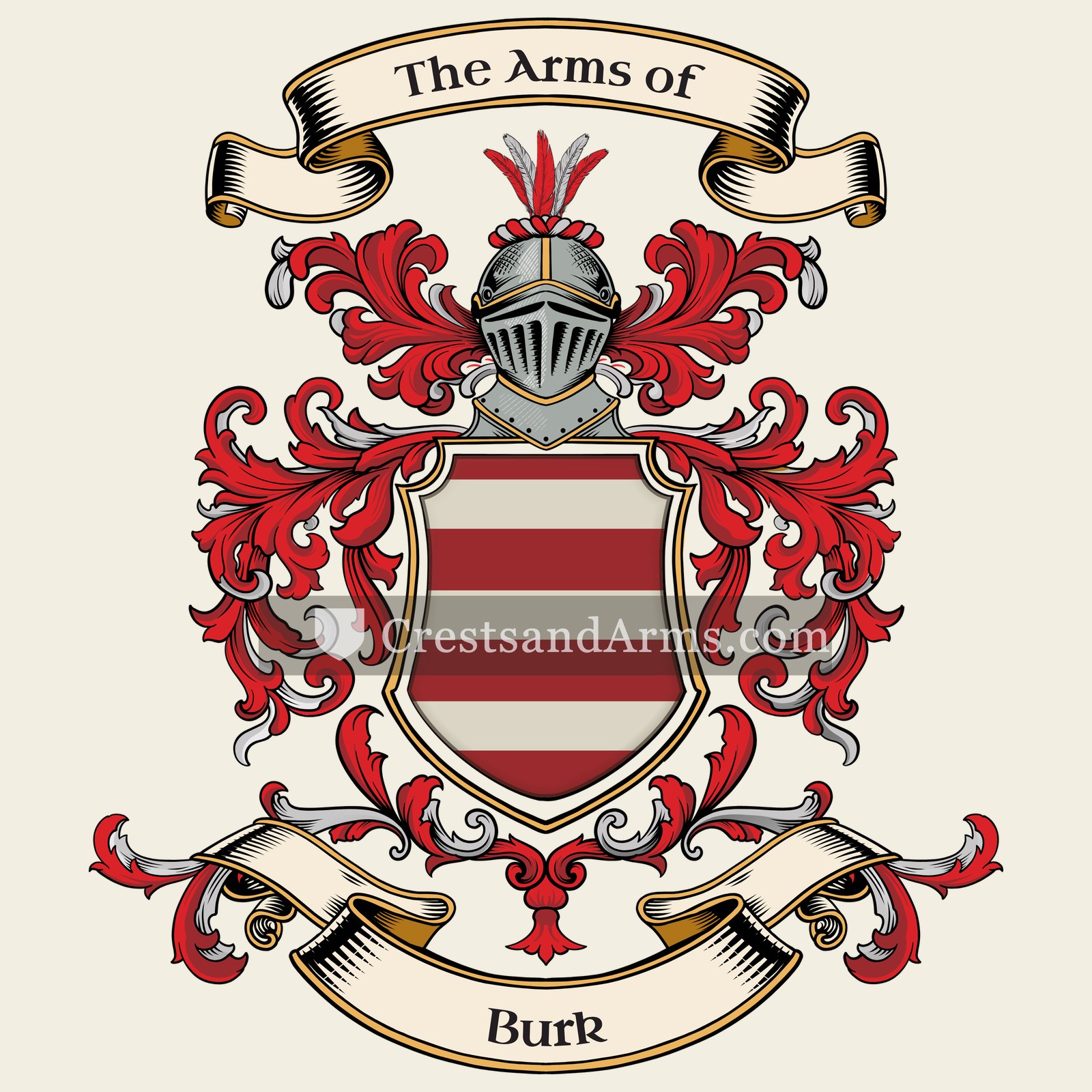 The Burk coat of arms, drawn from the recorded blazon