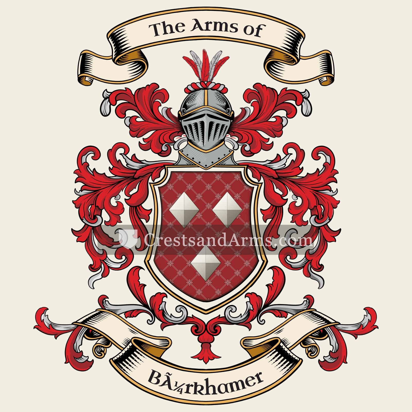 The Bürkhamer coat of arms, drawn from the recorded blazon
