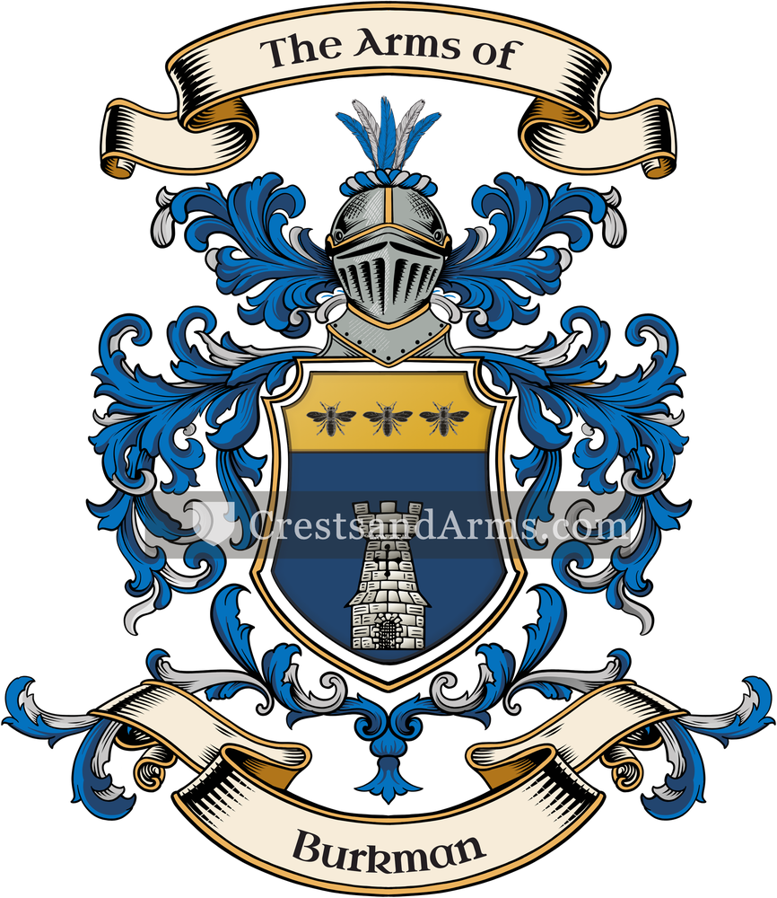 The Burkman coat of arms, drawn from the recorded blazon