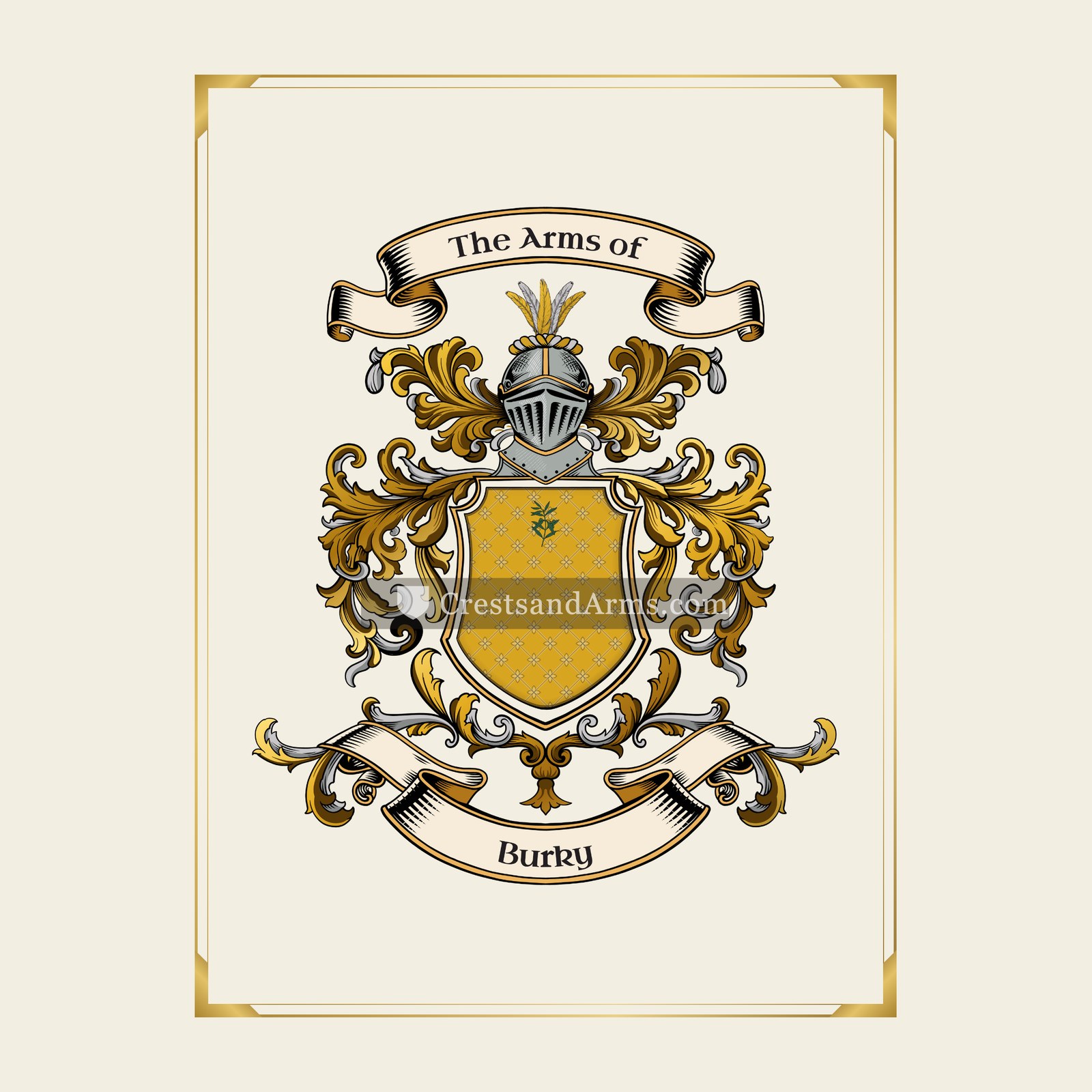 With gold border