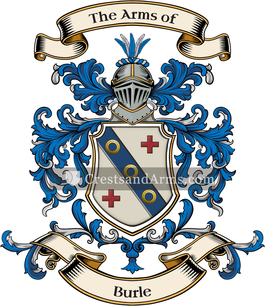 The Burle coat of arms, drawn from the recorded blazon
