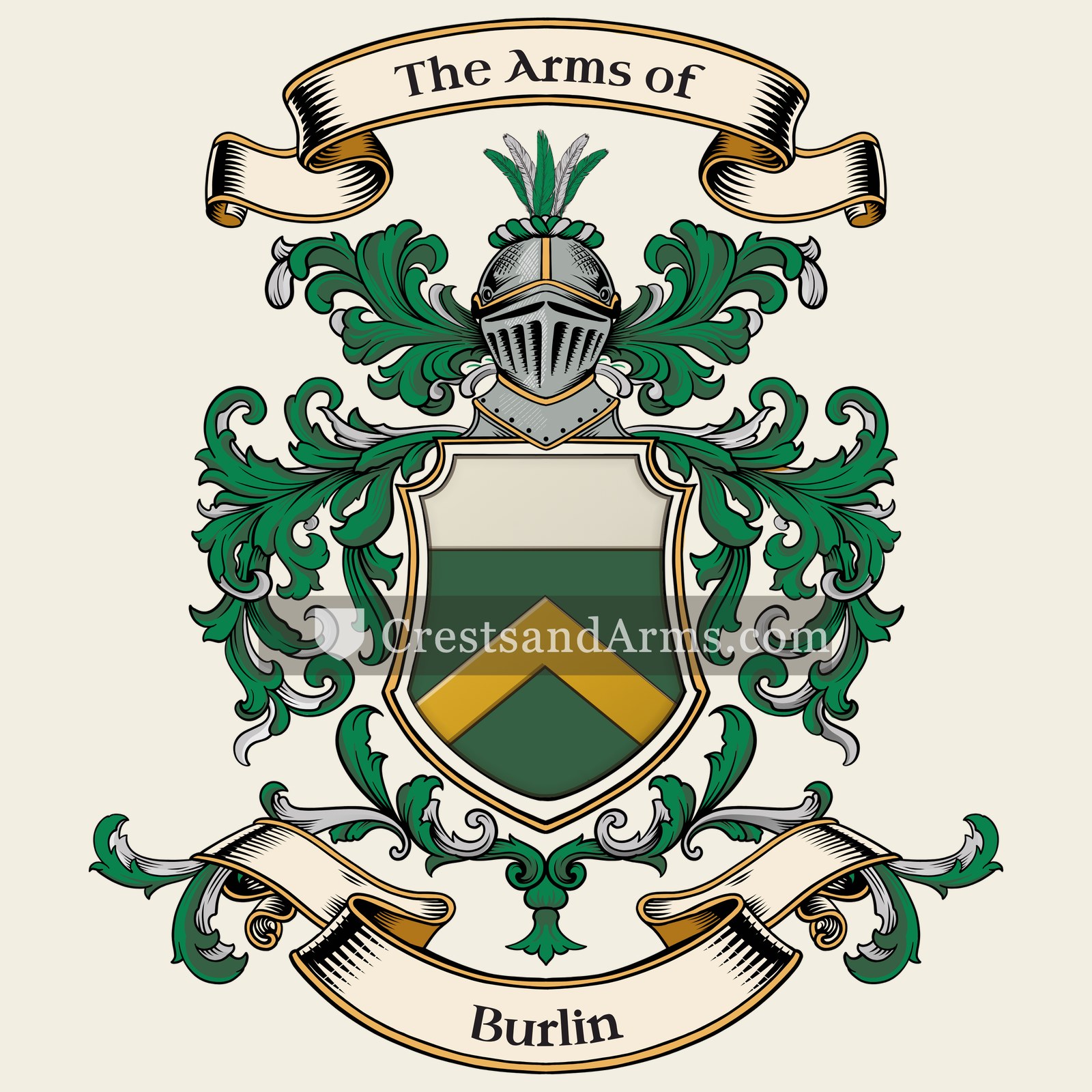 The Burlin coat of arms, drawn from the recorded blazon