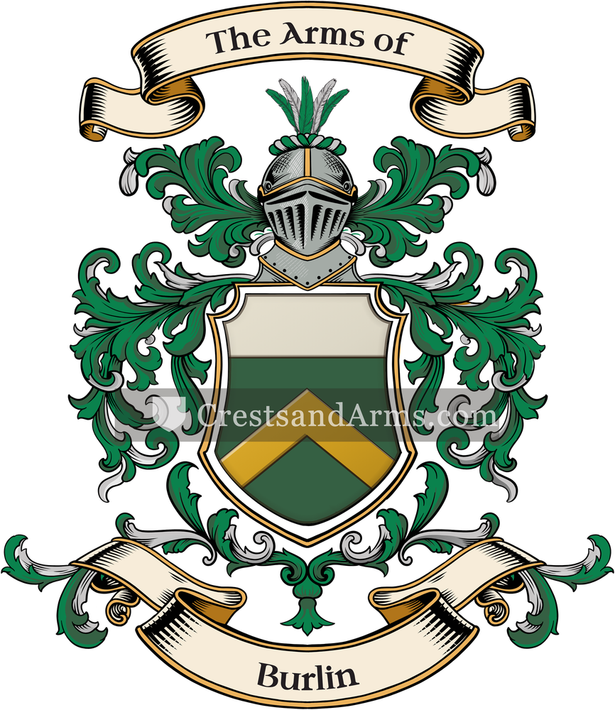 The Burlin coat of arms, drawn from the recorded blazon