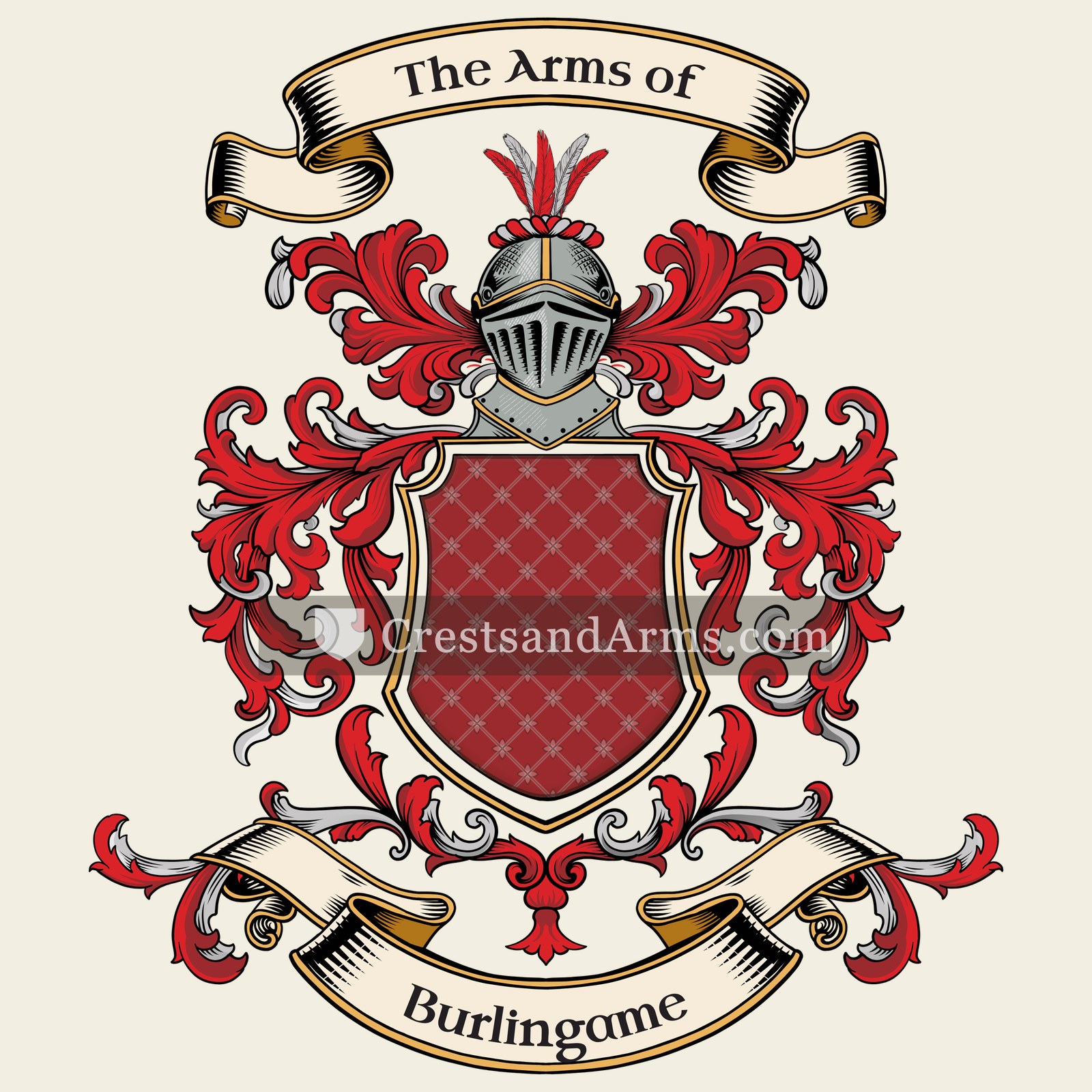The Burlingame coat of arms, drawn from the recorded blazon