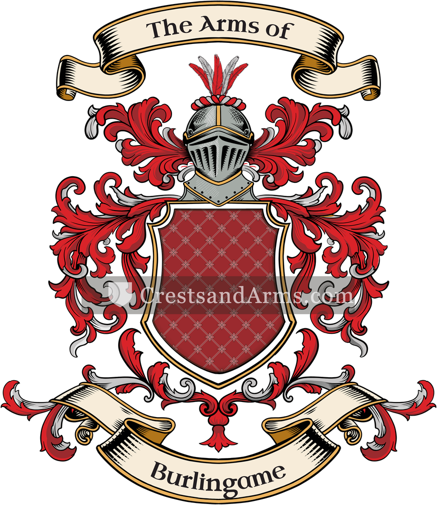 The Burlingame coat of arms, drawn from the recorded blazon