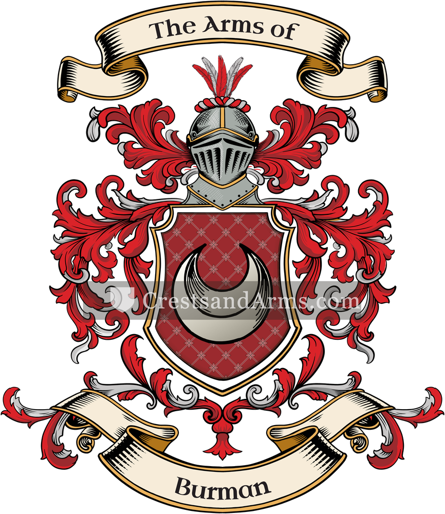 The Burman coat of arms, drawn from the recorded blazon