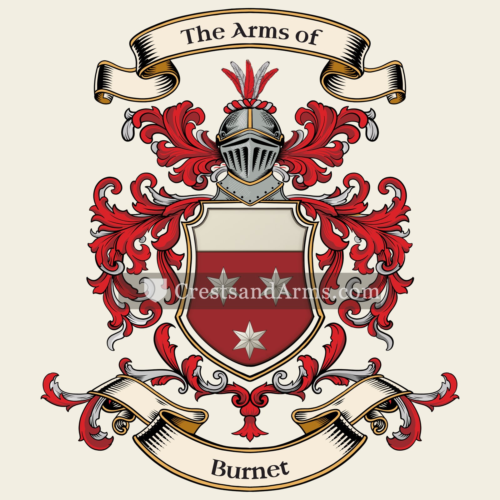 The Burnet coat of arms, drawn from the recorded blazon