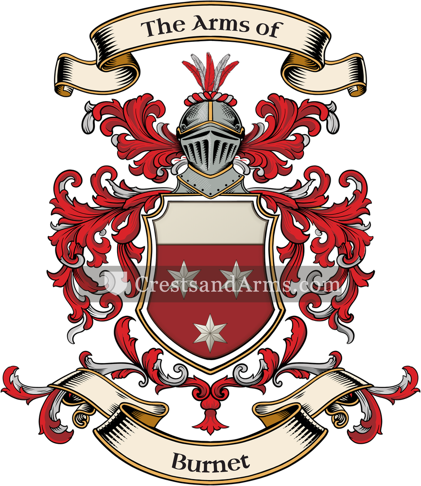 The Burnet coat of arms, drawn from the recorded blazon