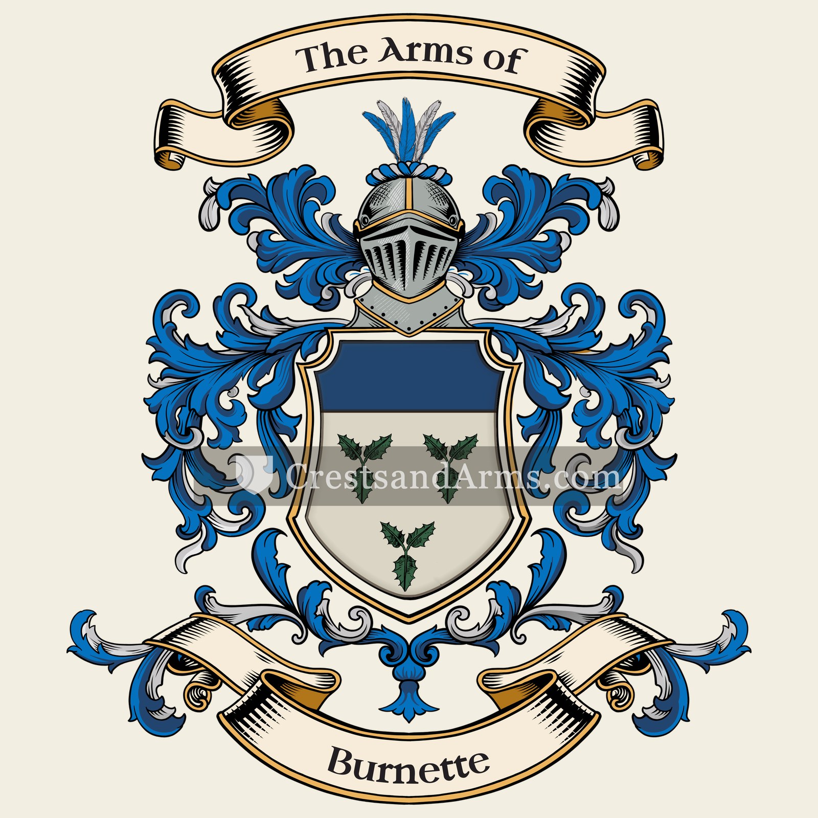 The Burnette coat of arms, drawn from the recorded blazon