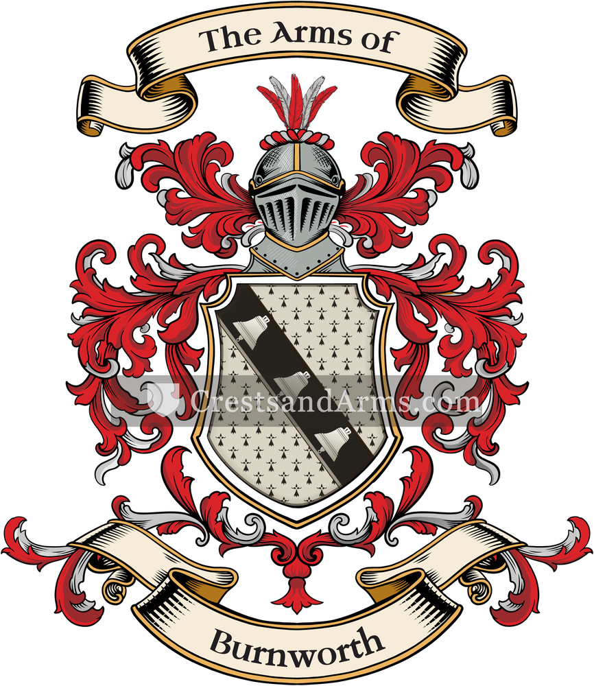 The Burnworth coat of arms, drawn from the recorded blazon