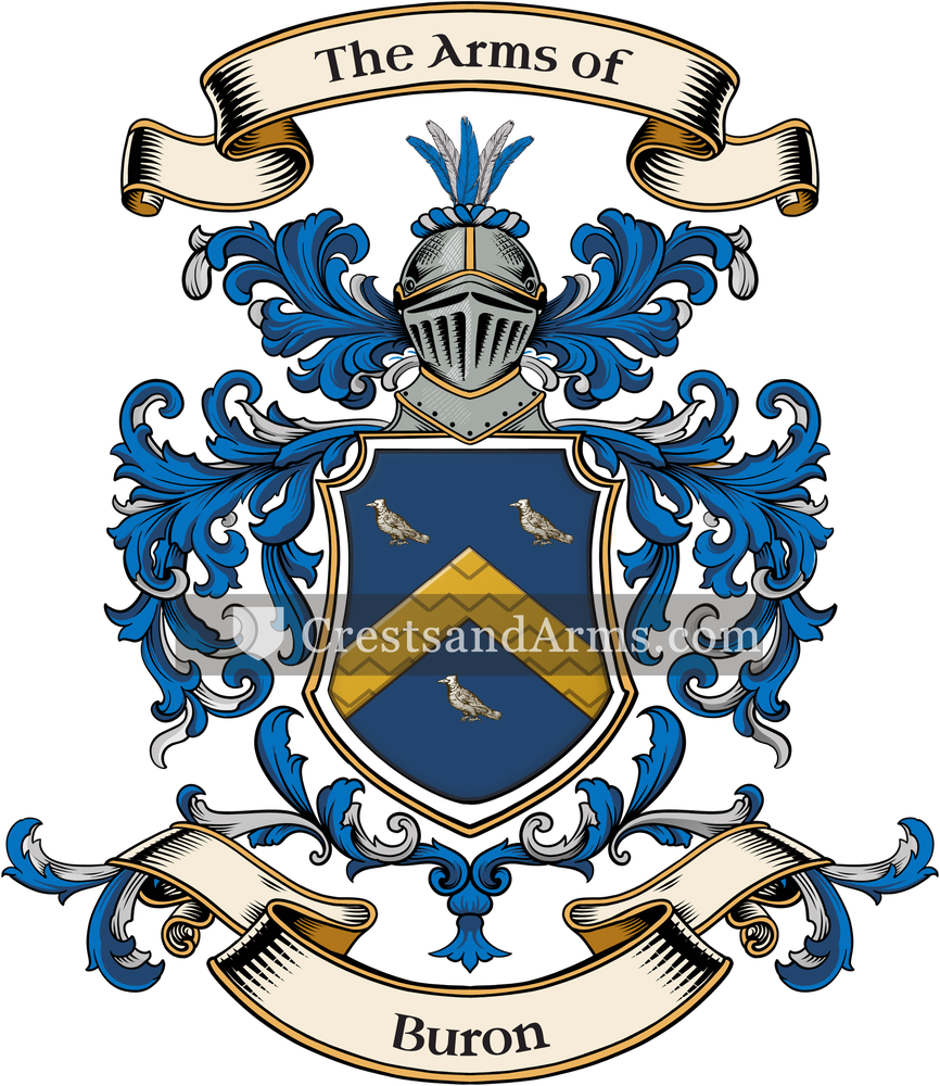The Buron coat of arms, drawn from the recorded blazon