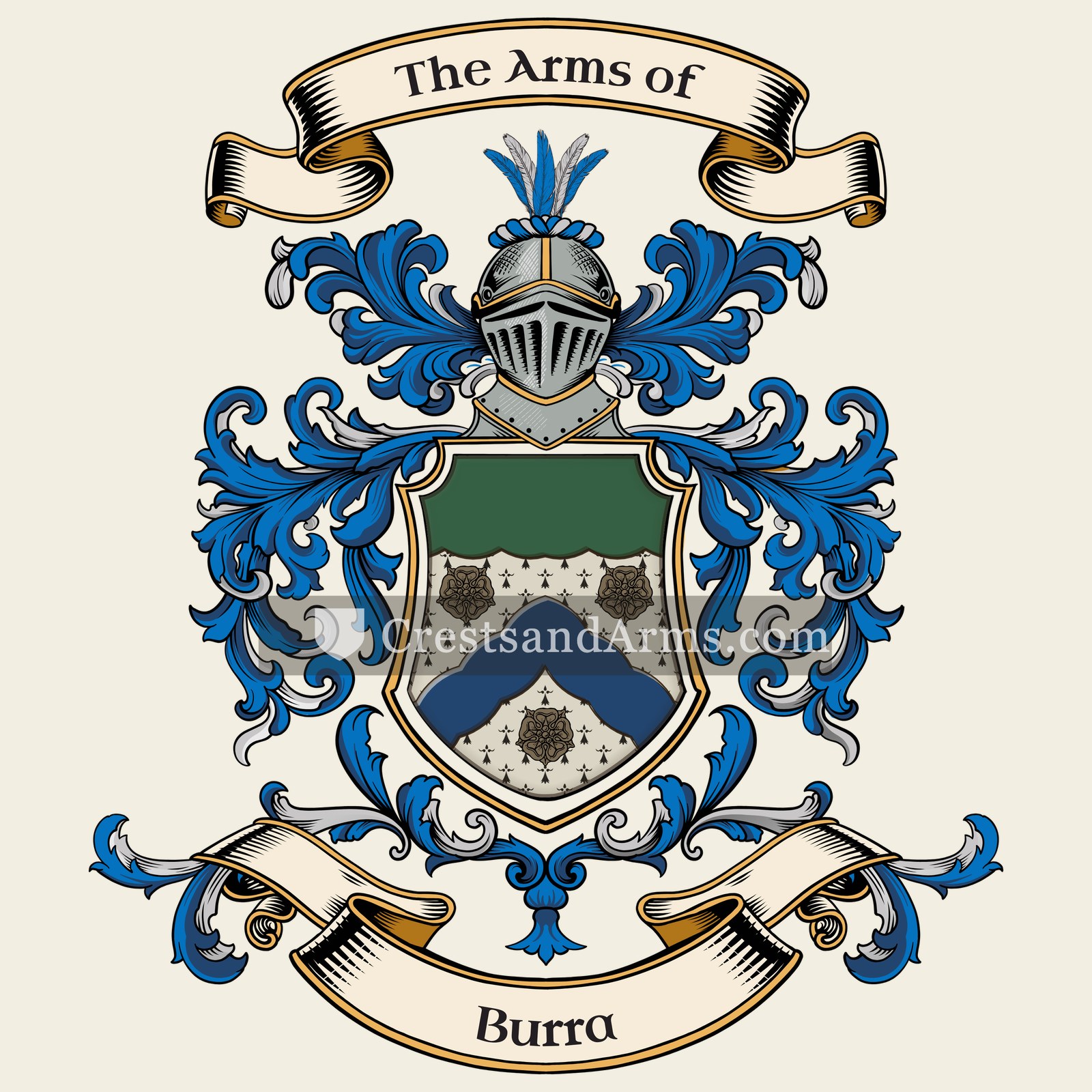 The Burra coat of arms, drawn from the recorded blazon