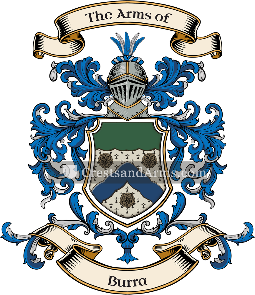 The Burra coat of arms, drawn from the recorded blazon