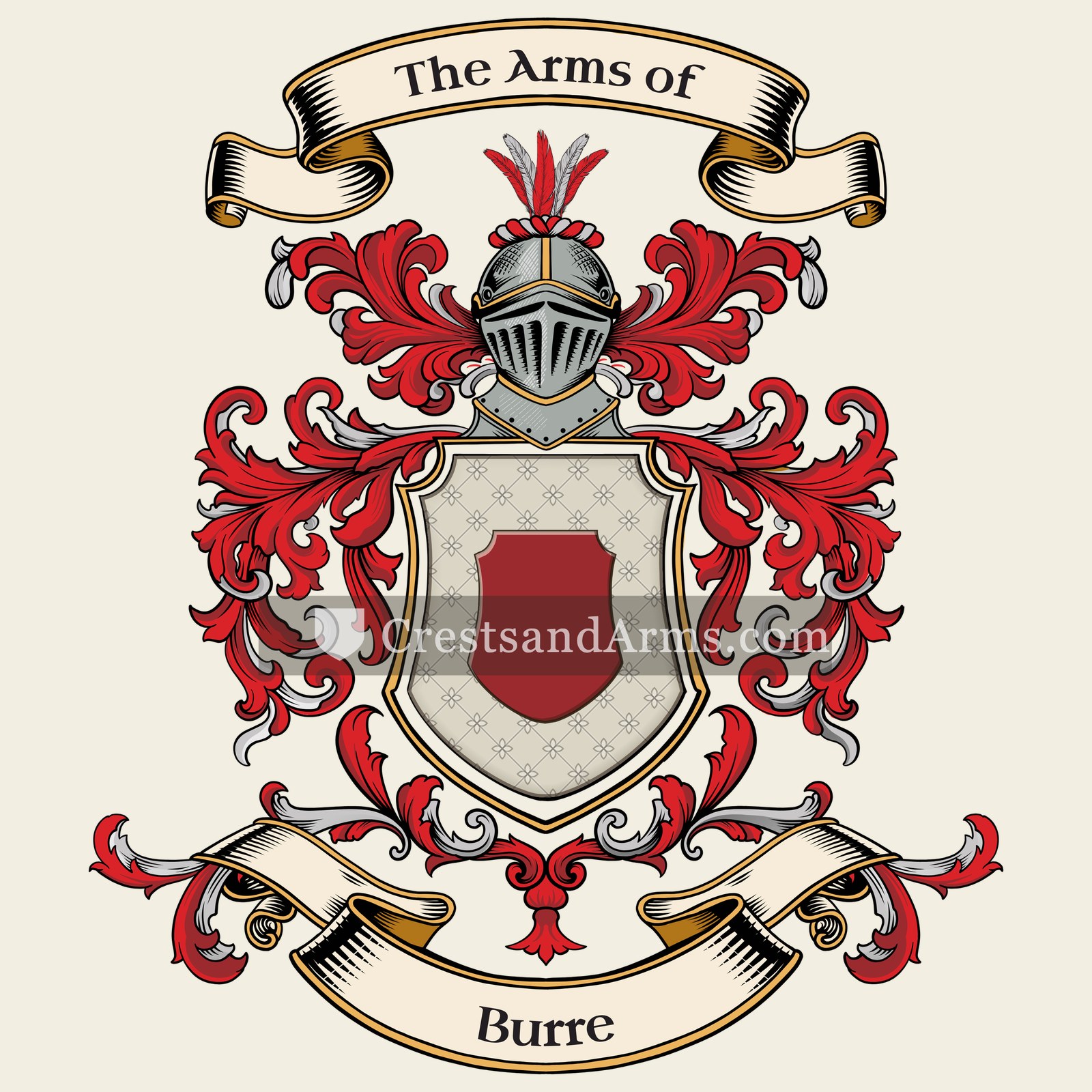 The Burre coat of arms, drawn from the recorded blazon