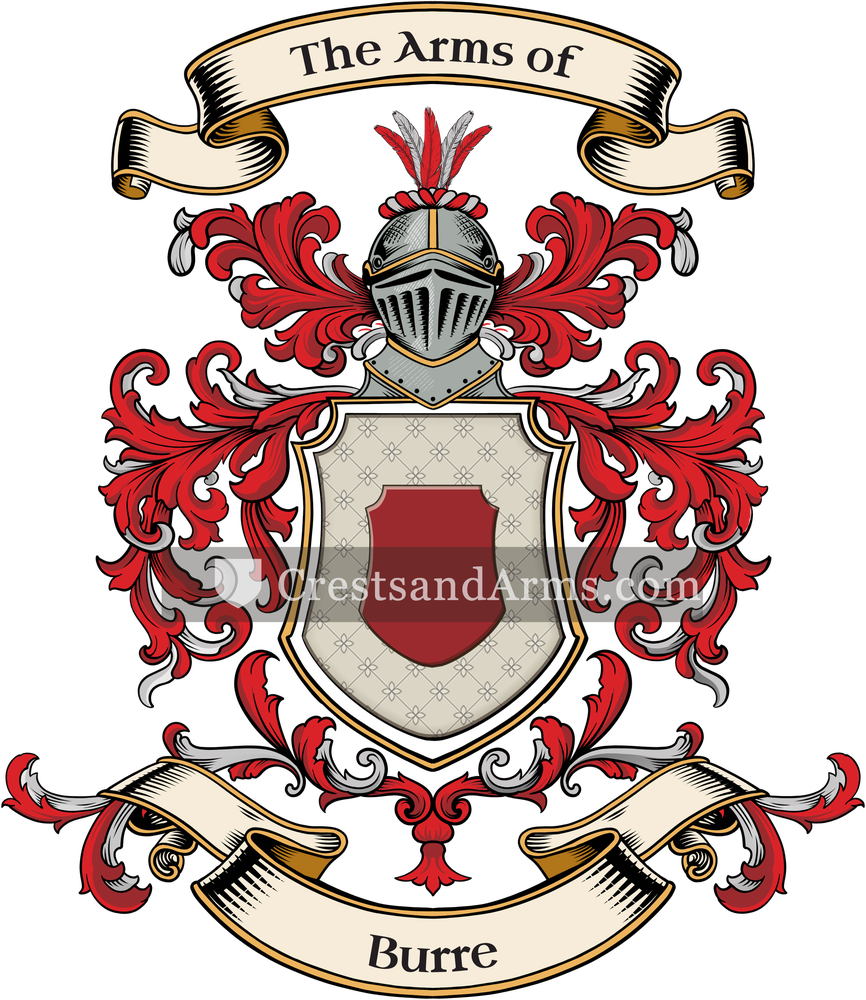 The Burre coat of arms, drawn from the recorded blazon