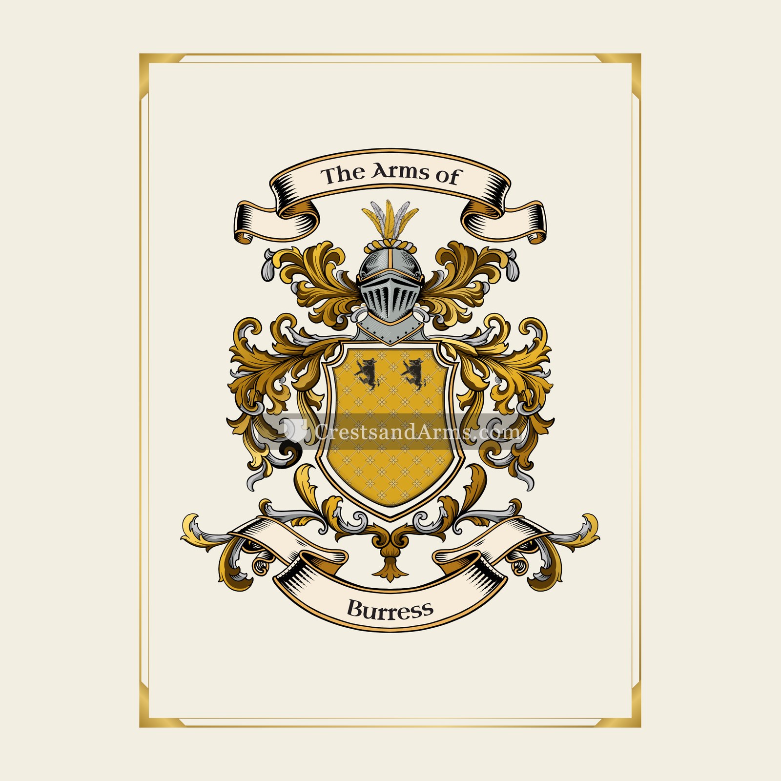 With gold border